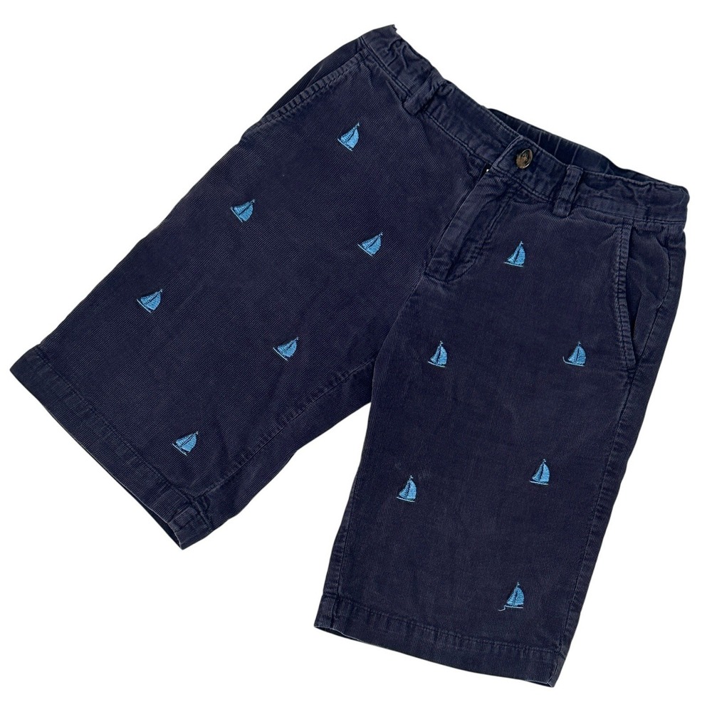 Brooks Brothers‎ Fleece Boys Bermuda Shorts 8 Blue Corduroy Sailboats Embroidery